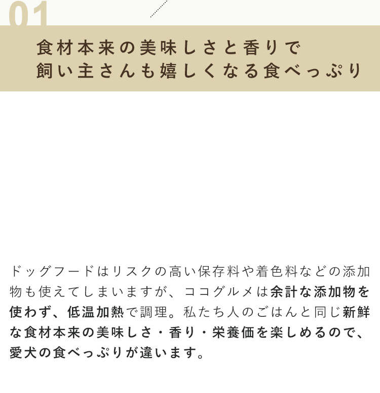 愛犬に手作りごはんをお勧めする理由1. 食材本来の美味しさと香りで飼い主さんも嬉しくなる食べっぷり